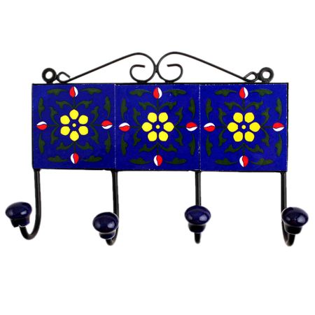 Blue Floral Ceramic Tiles Hooks-454